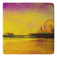 Yellow and Purple Santa Monica Pier Trivet