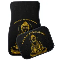 Gold Looking Buddha Statue Radiating Tranquility Car Floor Mat