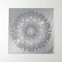 Luxury Glowing Sparkling Silver Metallic Mandala Tapestry