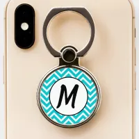 Monogram Initials Personalized Black White Teal Phone Ring Stand