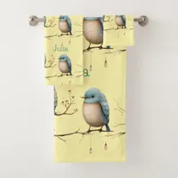 Whimsical Birds on Branches Timeless Elegance Bath Towel Set