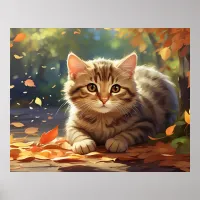 *~* Fall Leaves Kitty  5:4  Kitten Cat AP68  Poster