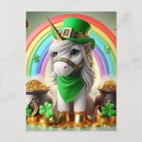 Cute St. Patricks Day Unicorn Postcard