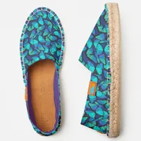 Aqua Blue Tropical Blue Butterflies Pattern Espadrilles