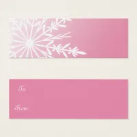 White Winter Snowflake on Pink Gift Tags