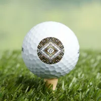 Modern pattern in silver, gold and black, monogram golf balls