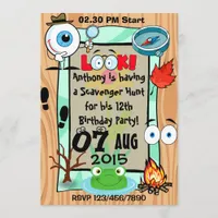 Scavenger Hunt Themed Kids Party Invitation