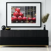 Huge Christmas Ball Ornaments in NYC Poster