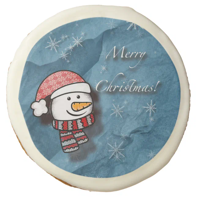 Merry Christmas, snowman with knitted clothes Sugar Cookie