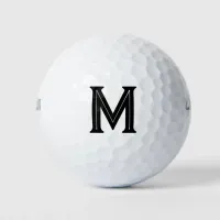 Bold Black Monogram Initial Dad  Golf Balls