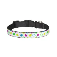 Colorful neon dots and shapes retro pattern pet collar