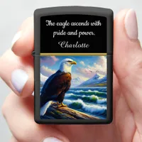 Eagle above vibrant waves at sunrise zippo lighter