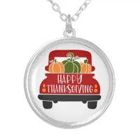 Thanksgiving Truck Silver Plated Necklace