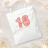 Red Glitter Script Sweet 16 Birthday Favor Bag