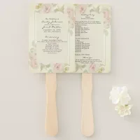 Blush Pink Rose Floral Watercolor Vintage Program Hand Fan