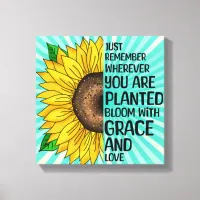 Inspirational Quote and Hand Drawn Sunflower Canvas Print