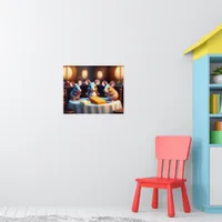 Mouse family at the dining table poster