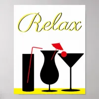 Yellow and Black Relax Sign for Kitchen