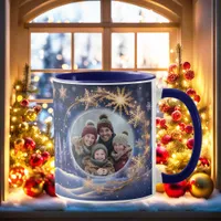 Magical Christmas time - golden snowflakes, photo Mug