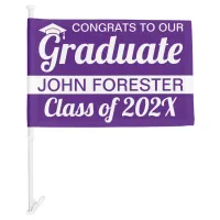 10.5" x 15.5" Purple and White Graduate Text Car Flag