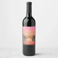 Tropical Isle Sunrise Love and Thanks Pink ID581 Wine Label