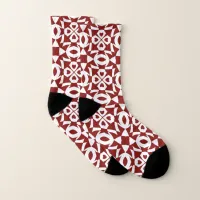 Red And White Geometric Christmas Pattern Socks