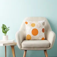 -Orange and white abstract Throw Pillow