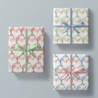 Pink Green Blue Vintage Santa Retro Christmas Gift Wrapping Paper Sheets