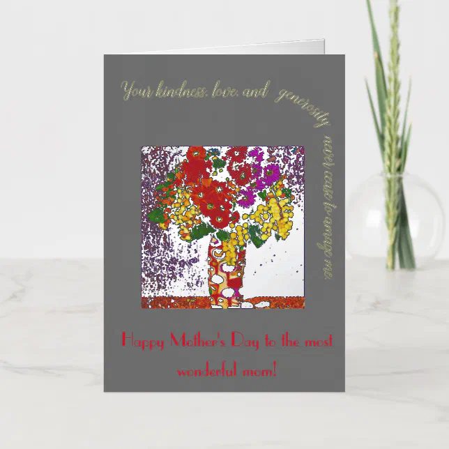 Bunch of flowers in a vase - happy mother’s day foil greeting card