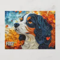 King Charles Paper Quilling Art Dog Portrait Postcard