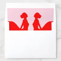 Kissing Woman Pink & Red Lesbian Wedding Envelope Liner