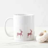 Rose Gold Faux Glitter Christmas Reindeer Coffee Mug