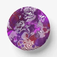 Purple Red Abstract Modern Marble Fluid Art Paper Bowls