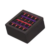 Best Mom Colored Blocks & Black Background Gift Box