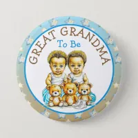 African-American Twin Boy's Baby Shower Grandma Button