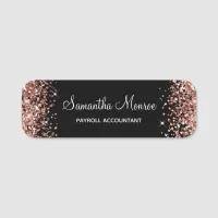 Rose Gold Glitter and Black Name Tag