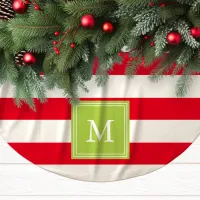 Red & Green Monogram Striped | Tree Skirt