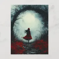 Little Red Dark Fantasy Forest Postcard