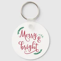 merry and bright Holiday Keychain