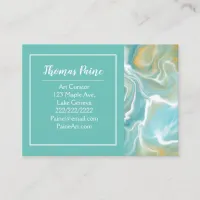 Pale Blue, Teal, Turquoise Marble Art   Business Card