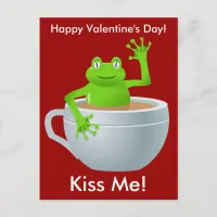 Kiss Me Frog Valentines Postcard