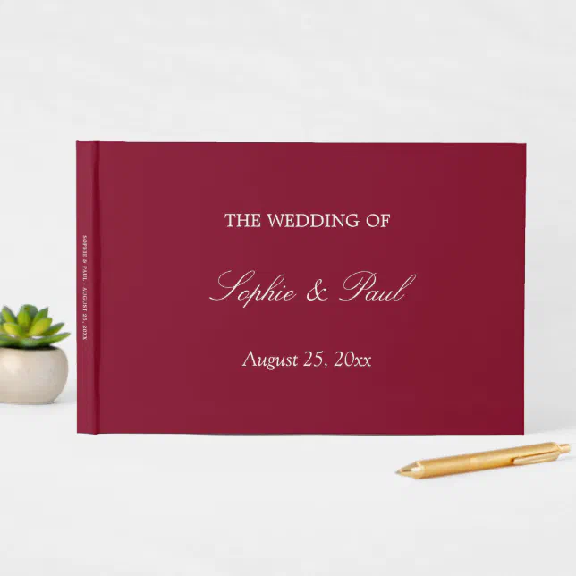 Elegant Burgundy Wedding Guest Book