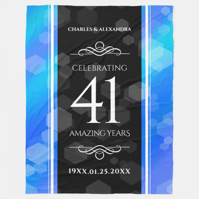 Elegant 41st Blue Topaz Wedding Anniversary Fleece Blanket