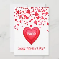 Valentine's Day Confetti Hearts Personalized Card