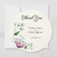 Elegant Floral Wedding Soft Botanical Romance Thank You Card