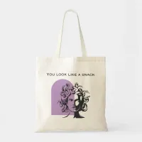 You Look Like a Snack Funny Purple & Black Medusa Tote Bag