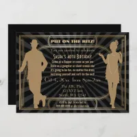 Roaring 20s art deco flapper girl and gangster invitation