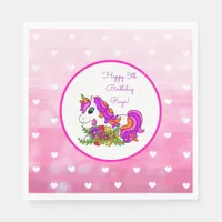 Personalized Purple Unicorn Happy Birthday Napkins