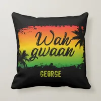 Jamaican Rasta Wah Gwaan Hello Black Throw Pillow