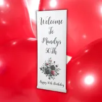 Happy 50th Birthday Red and Black Roses | Retractable Banner